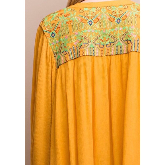 ❗️CLOSING SALE❗️ Mustard Embroidered Tunic Dress - Picture 3 of 3